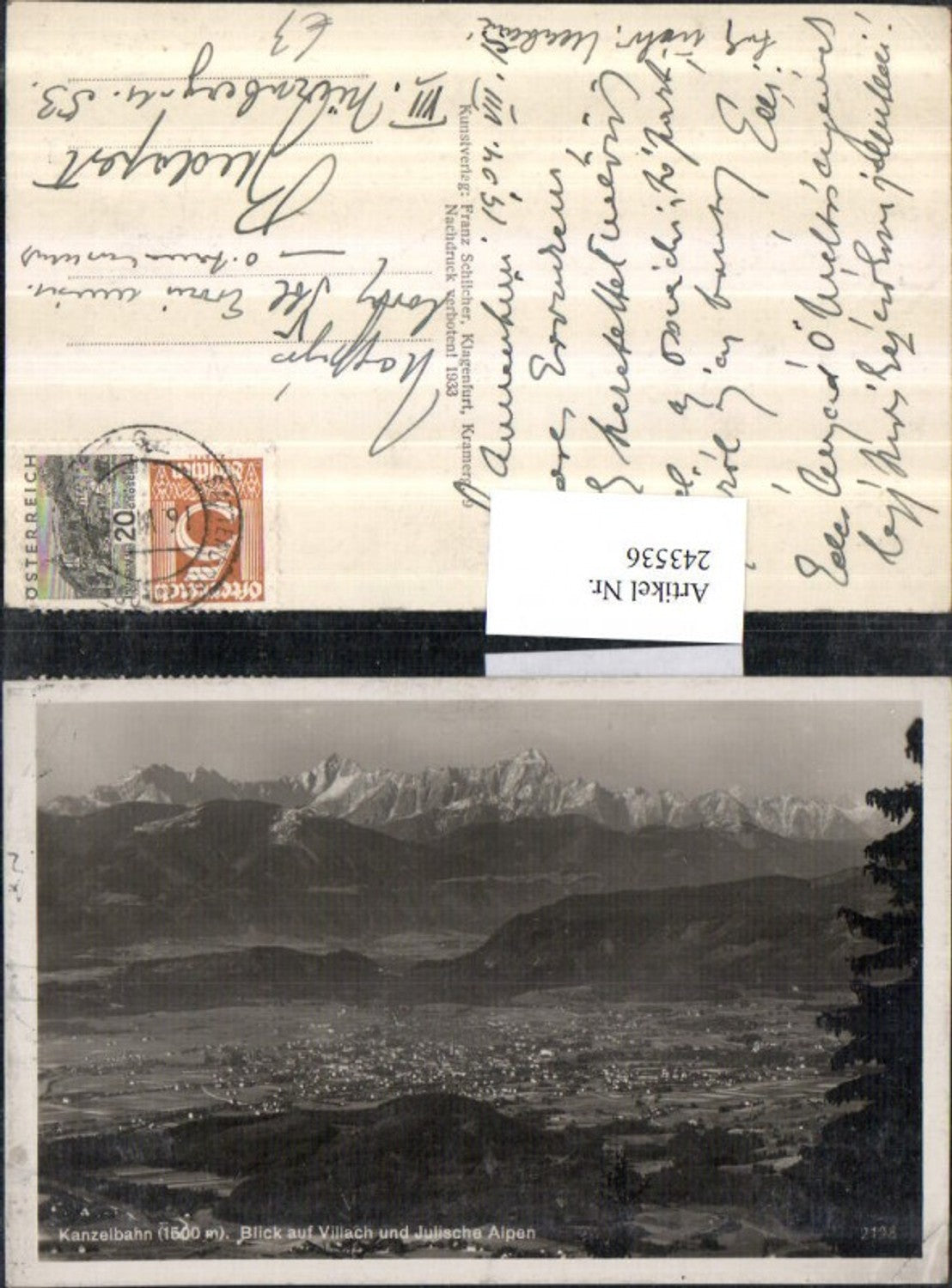 243536,Kanzelbahn Blick auf Villach u. Julische Alpen pub Franz Schilcher 2198