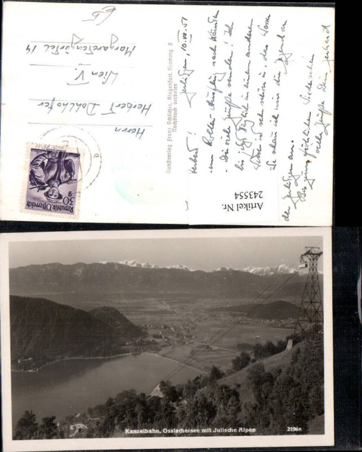 243554,Kanzelbahn Seilbahn Ossiachersee m. Julische Alpen b. Treffen pub Franz Schilcher 2196a
