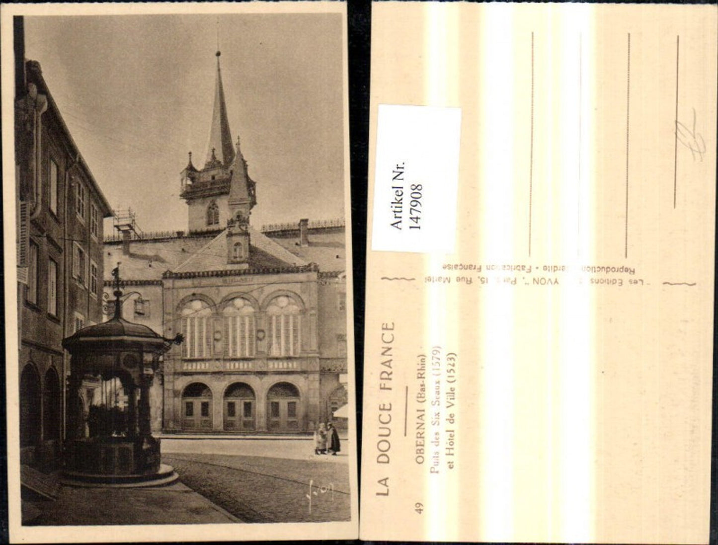 147908,Obernai Puits des Six Seaux et Hotel de ville Platzansicht Hotel