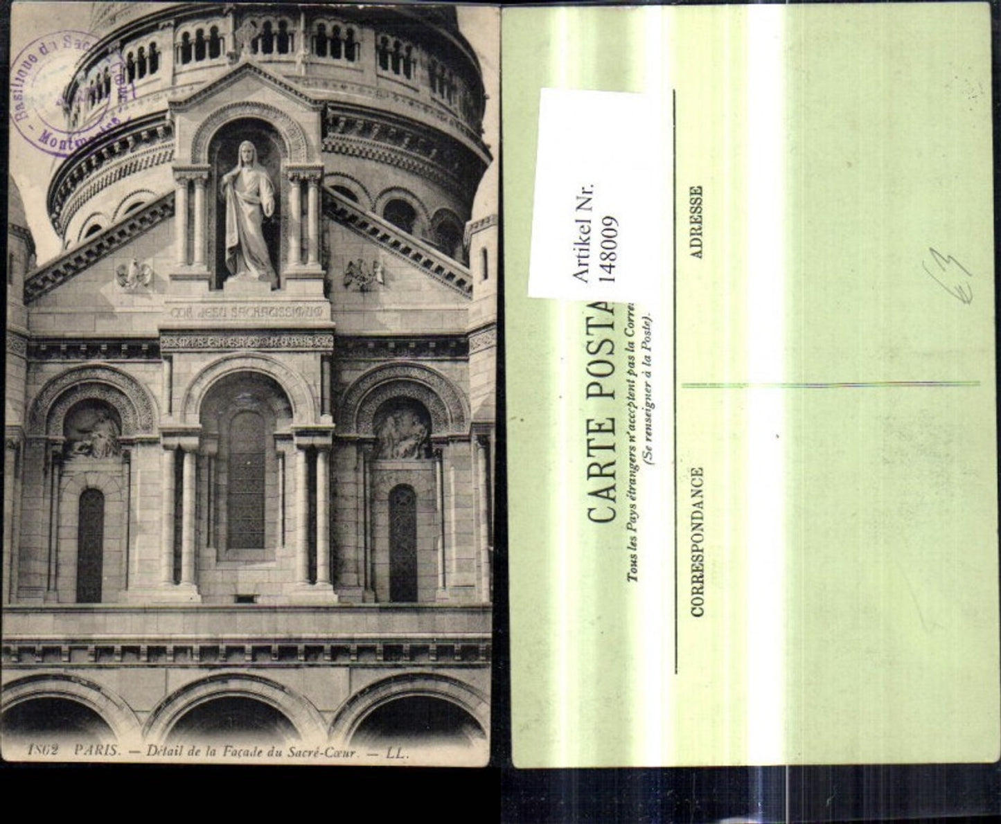 148009,Paris Detail de la Facade du Sacre Coeur