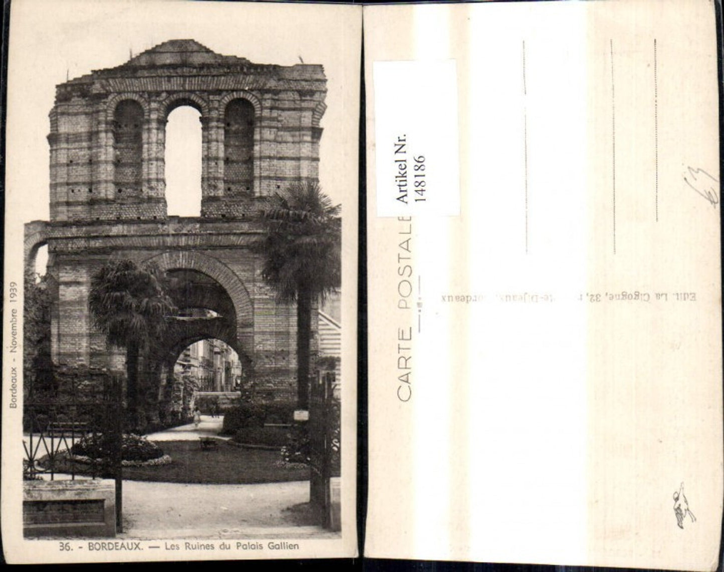 148186,Bordeaux Les Ruines du Palais Gallien Zerstörtes Gebäude Schloss