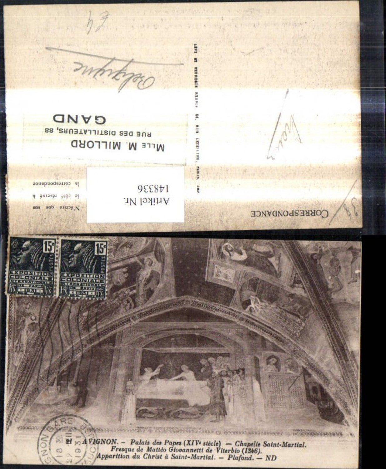 148336,Avignon Palais des Papes Chapelle Saint Martial Fresko Deckenbemalung Kirche