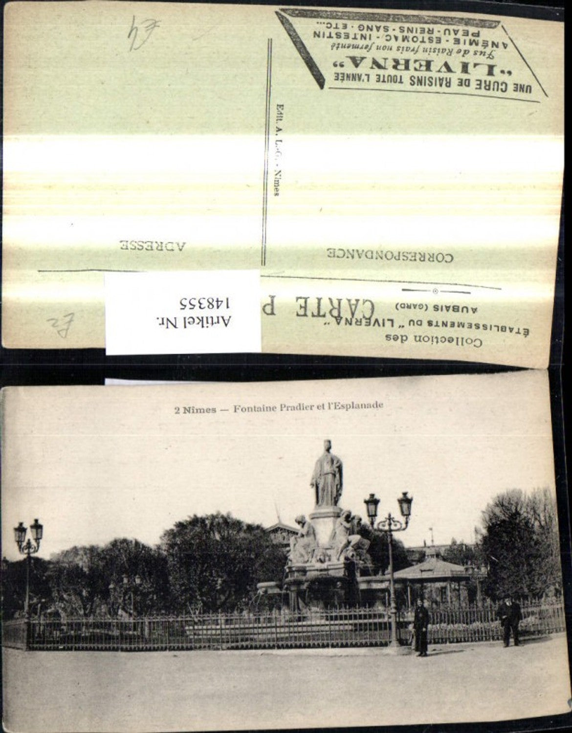 148355,Nimes Fontaine Pradier et l Esplanade Brunnen