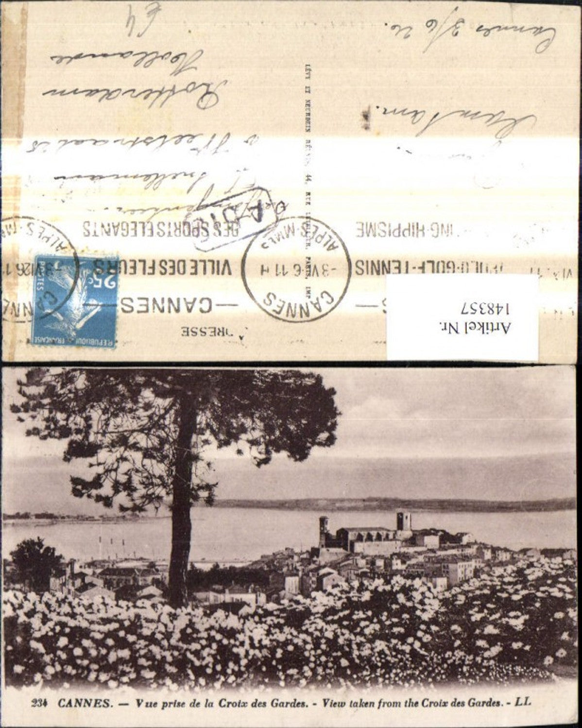 148357,Cannes Vue prise de la Croix des Gardes View taken form the Croix des Gardes