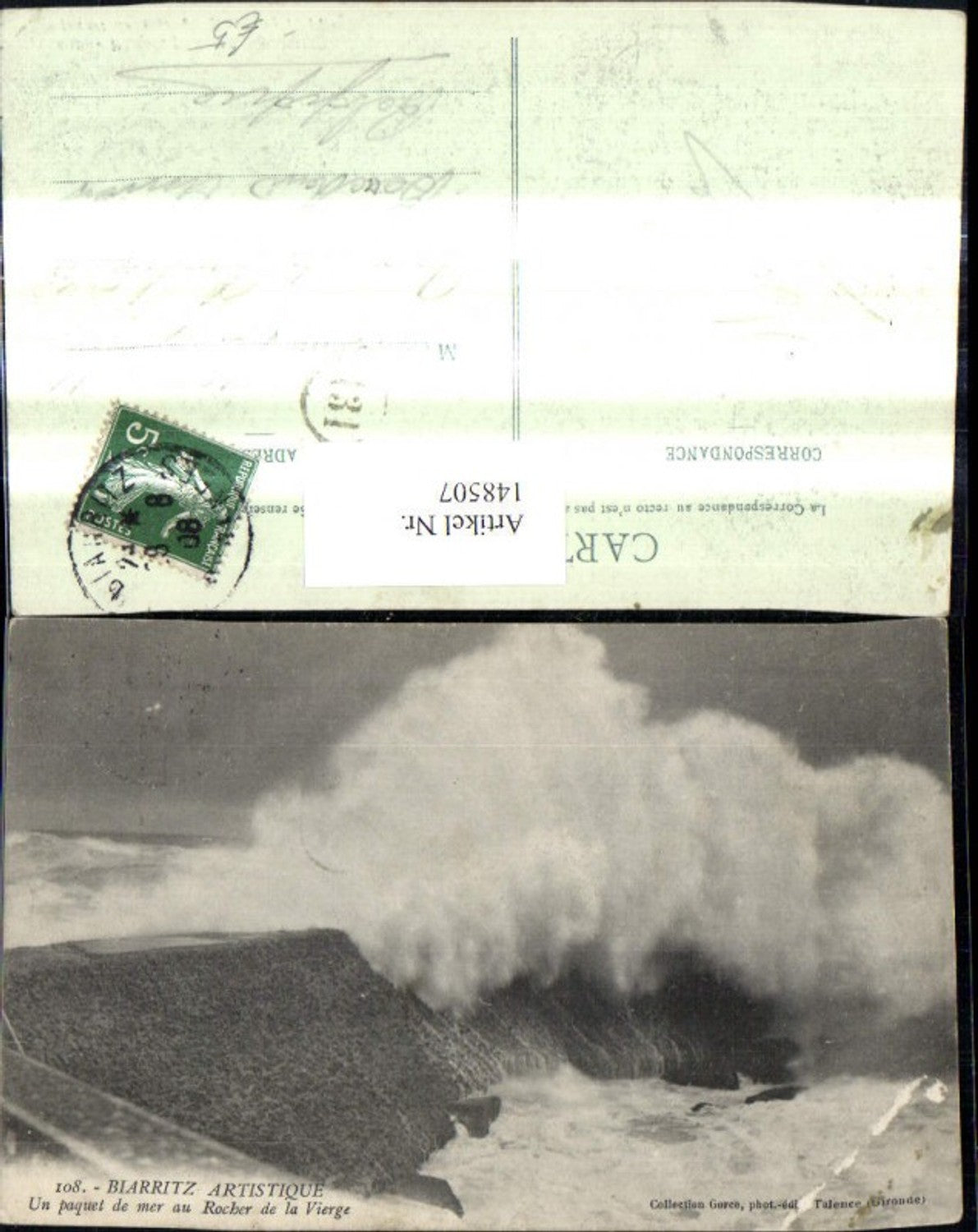 148507,Biarrtiz Artistique Un paguet de mer au Rocher de la Vierge