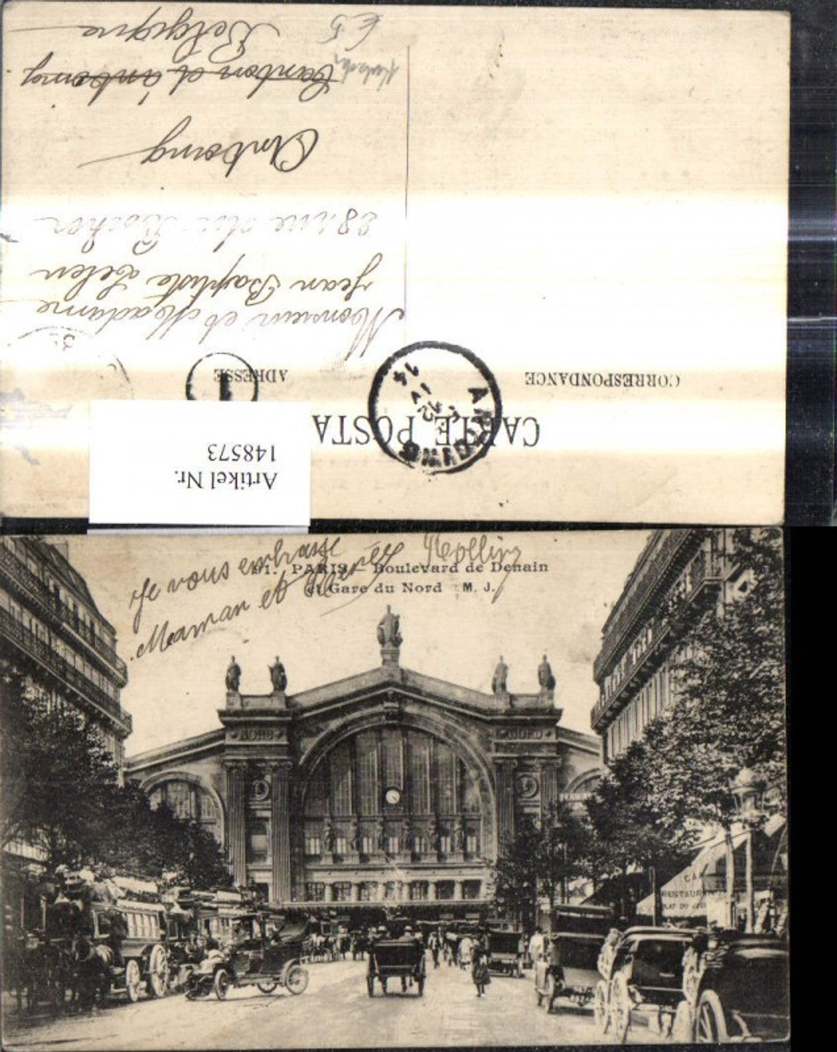 148573,Paris Boulevard de Denain et Gare du Nord Nordbahnhof Bahnhof Kutschen