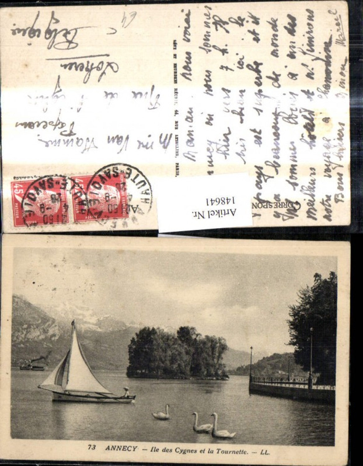 148641,Annecy Ile des Cygnes et la Tournette Segelboot Schwäne