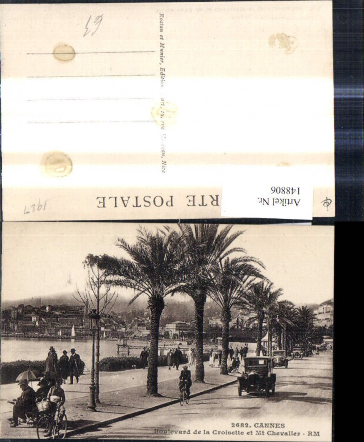 148806,Cannes Boulevard de la Croisette et Mont Chevalier Automobil Strasse