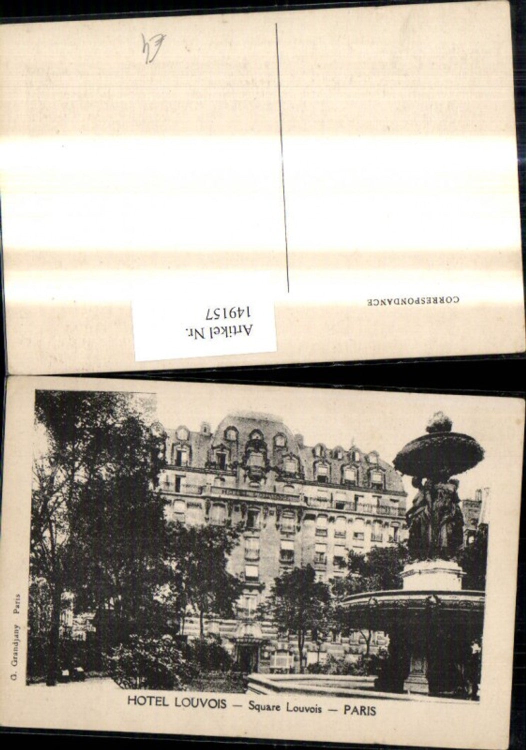 149157,Paris Hotel Louvois Square Louvois Fountain