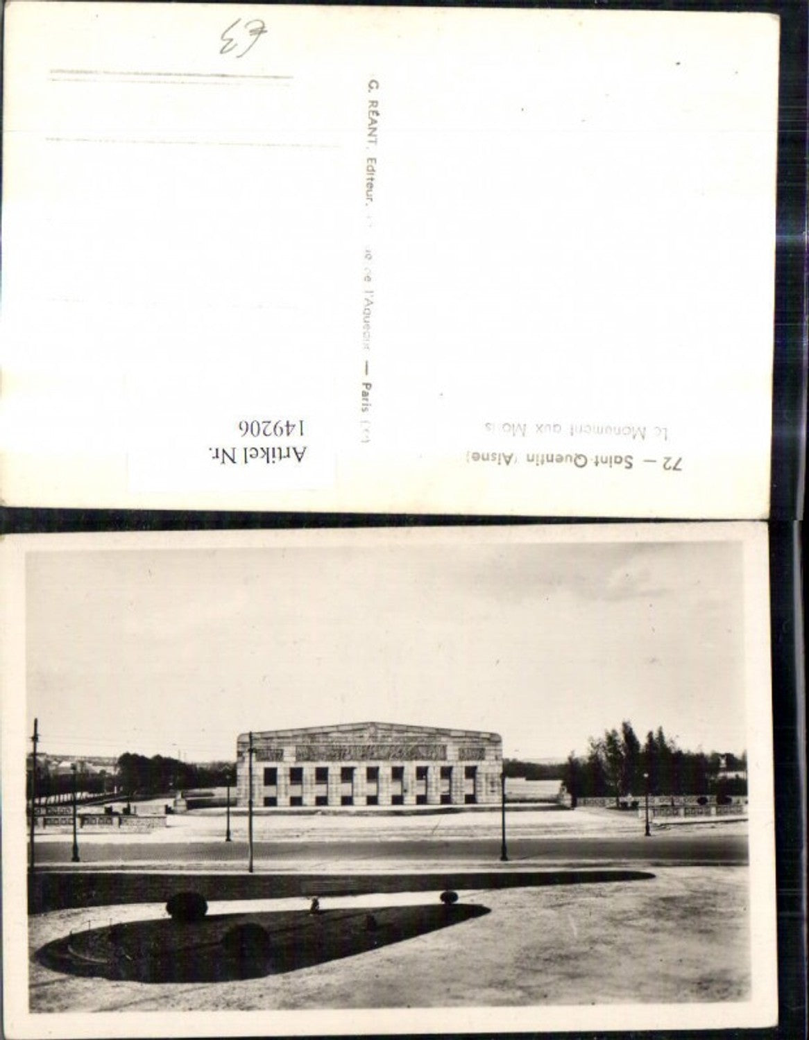 149206,Saint Quentin Aisne Le Monument aux Morts