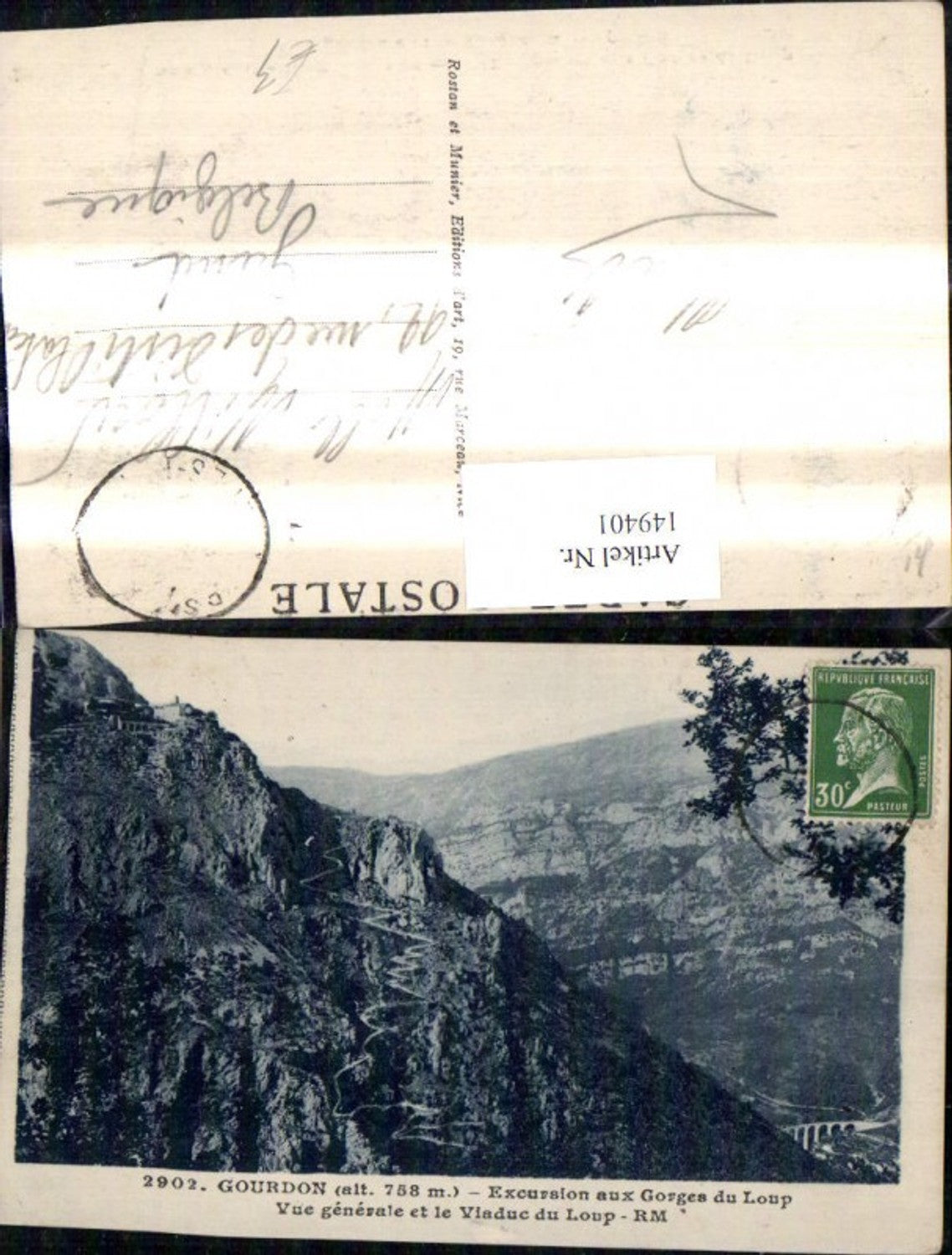 149401,Gourdon Excursion aux Gorges du Loup Vue generale et le Viaduc du Loup Bergstrasse