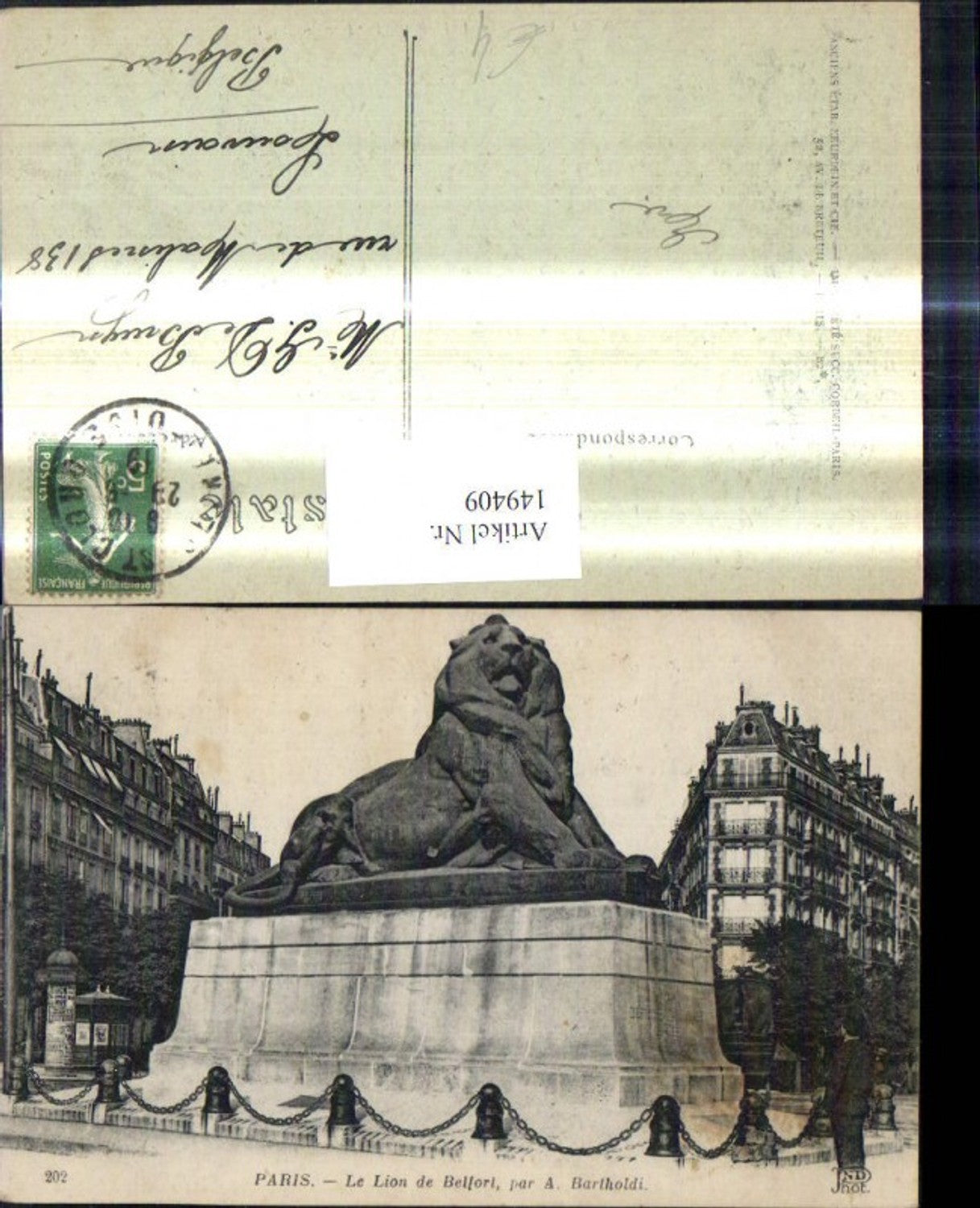 149409,Paris Le Lion de Belfort par A. Bartholdi Denkmal Löwendenkmal