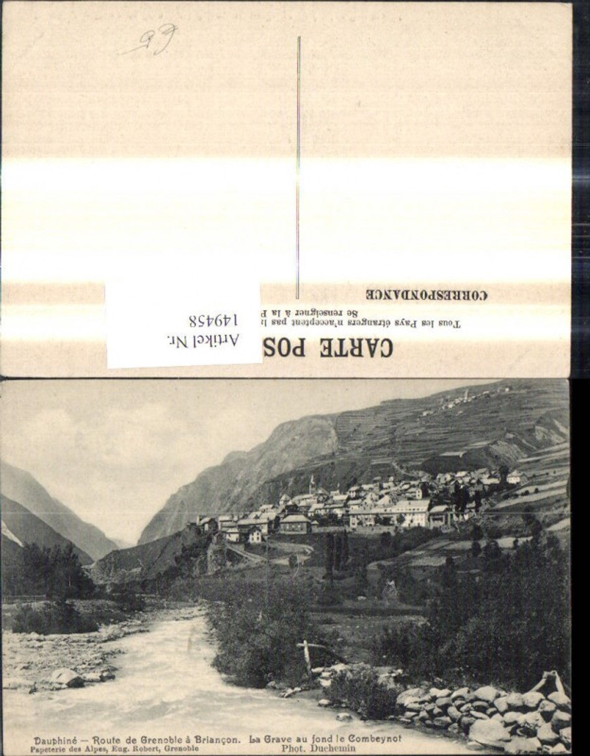 149458,Dauphine Route de Grenoble a Briancon La Grave au fond le Combeynot