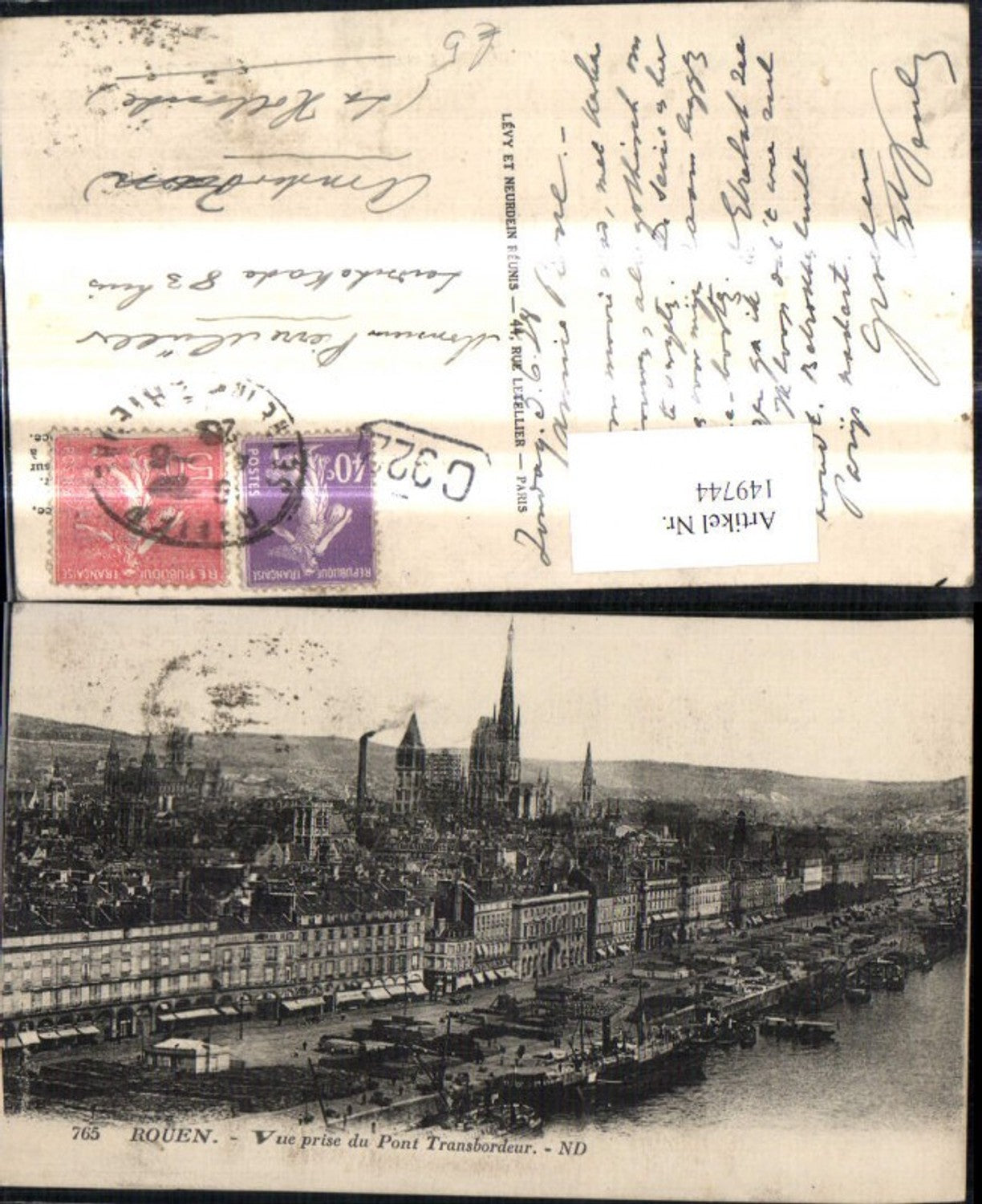149744,Rouen Vue prise du Pont Transbordeur Hafen