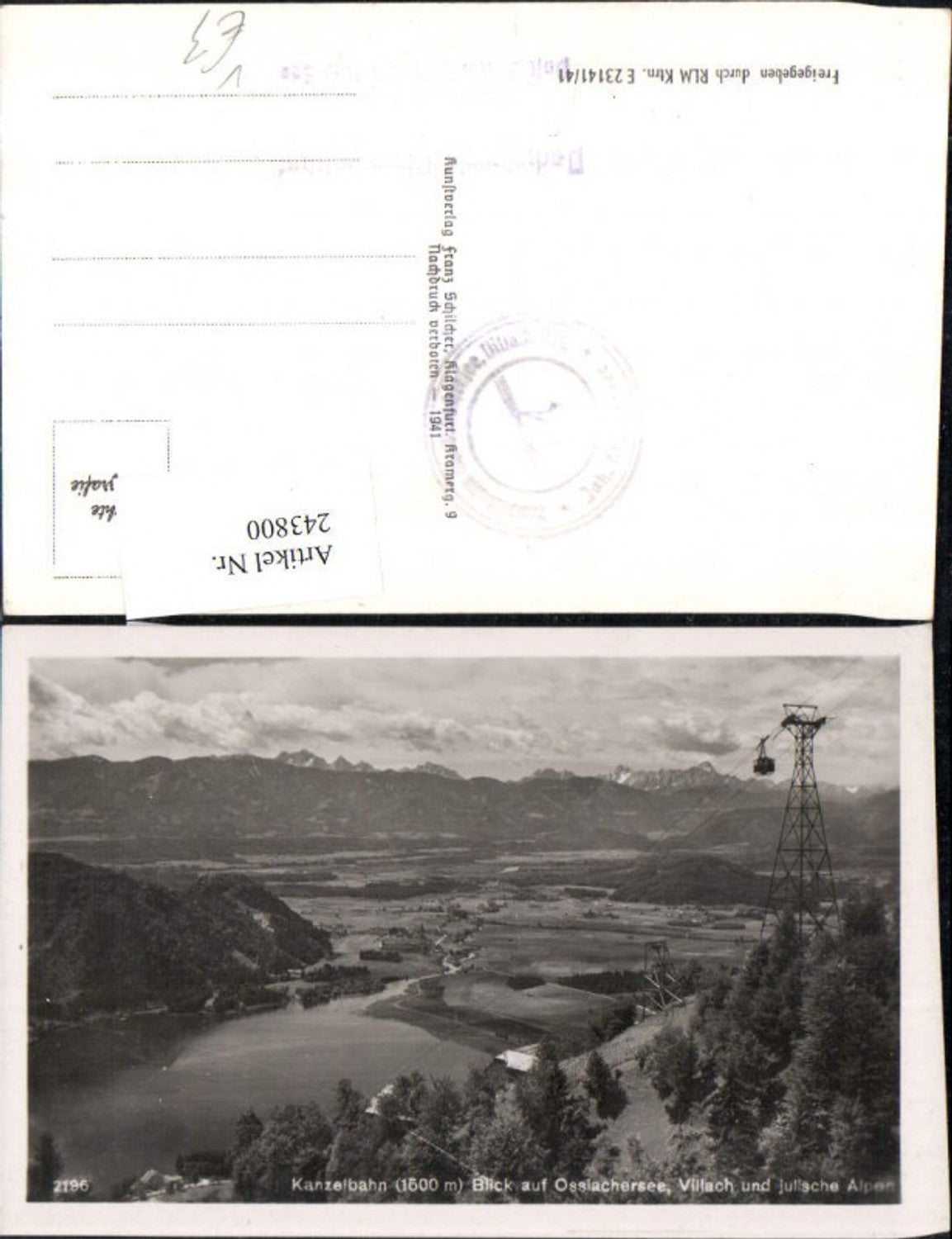 243800, Kanzelbahn cable car, view of Lake Ossiach, Villach and Julian Alps near Treffen pub, Franz Schilcher 2196