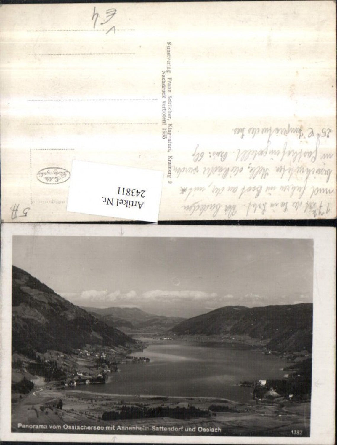 243811,Panorama v. Ossiachersee m. Annenheim Sattendorf u. Ossiach pub Franz Schilcher 1382
