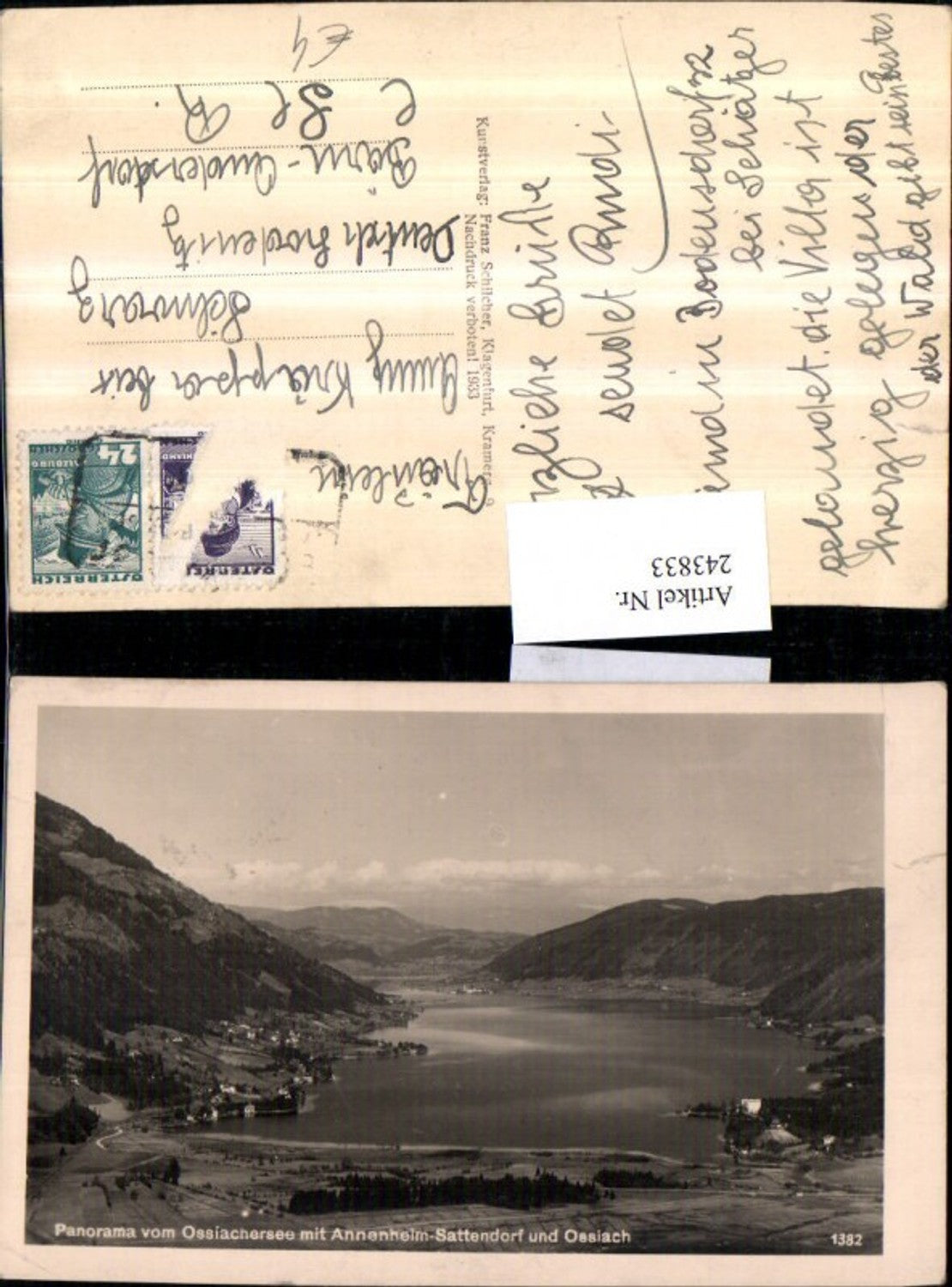 243833,Panorama v. Ossiachersee m. Annenheim Sattendorf u. Ossiach pub Franz Schilcher 1382