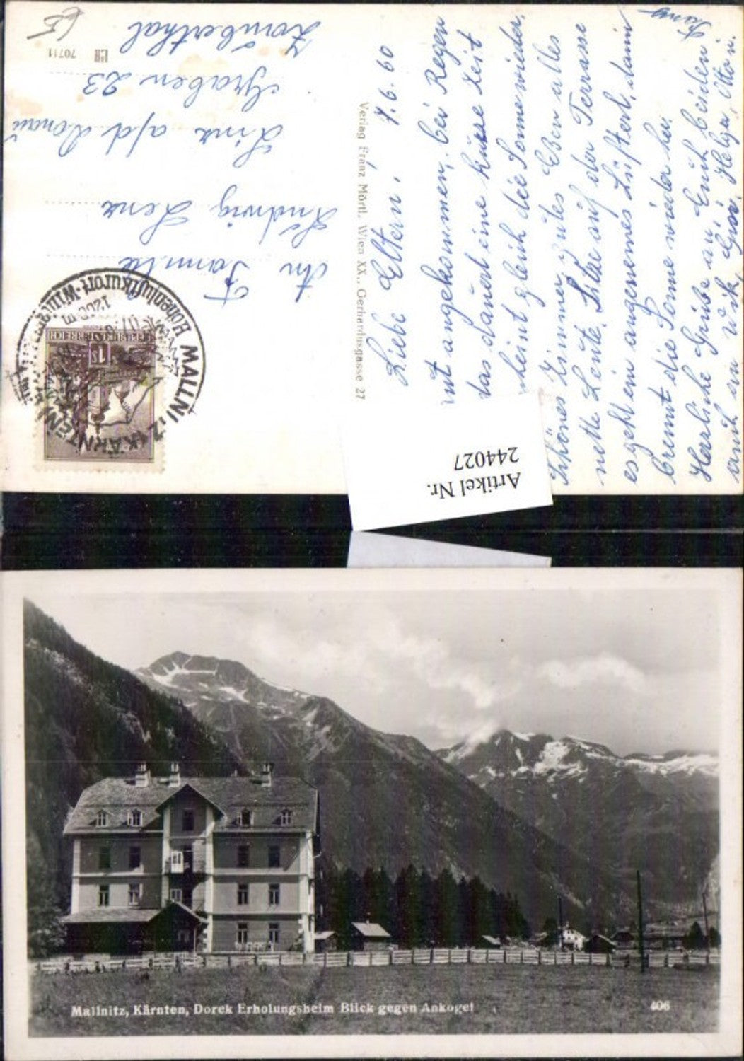 244027,Mallnitz Dorek Erholungsheim Blick geg. Ankogel
