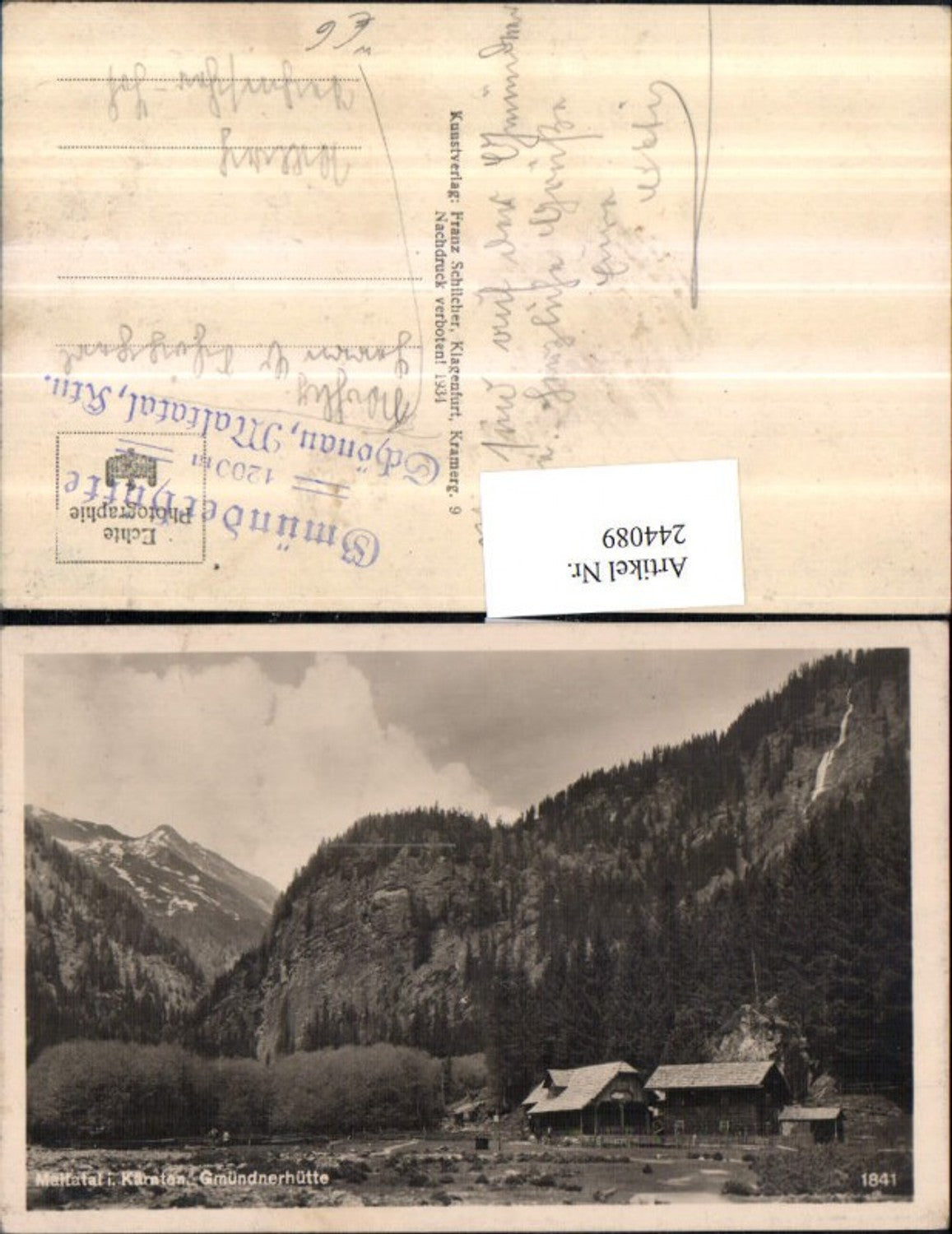 244089, Maltatal near Malta in Carinthia, Gmündnerhütte Schönau pub, Franz Schilcher 1841