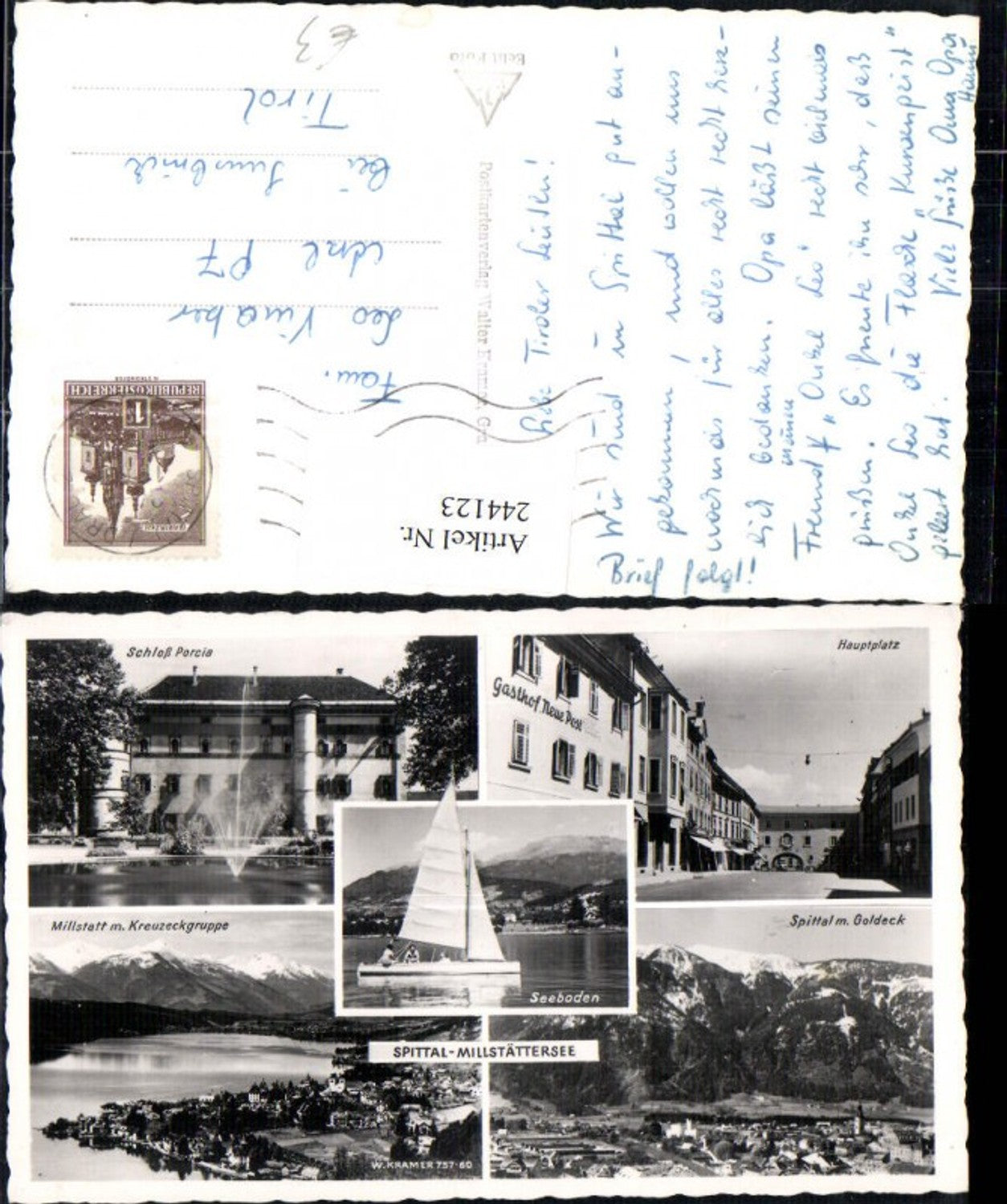 244123,Spittal am Millstättersee Totale Millstatt Schloss Porcia Hauptplatz Gasthof Neue Post Mehrbildkarte