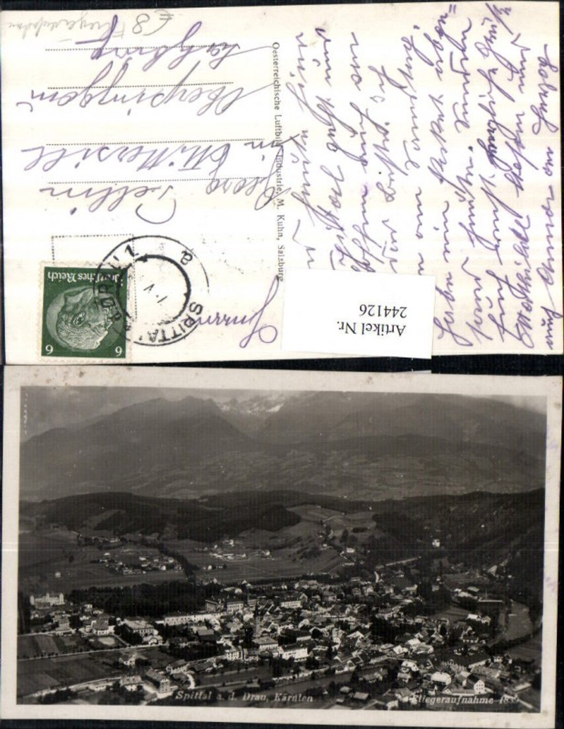 244126,Spittal an d. Drau Totale Fliegeraufnahme 1839