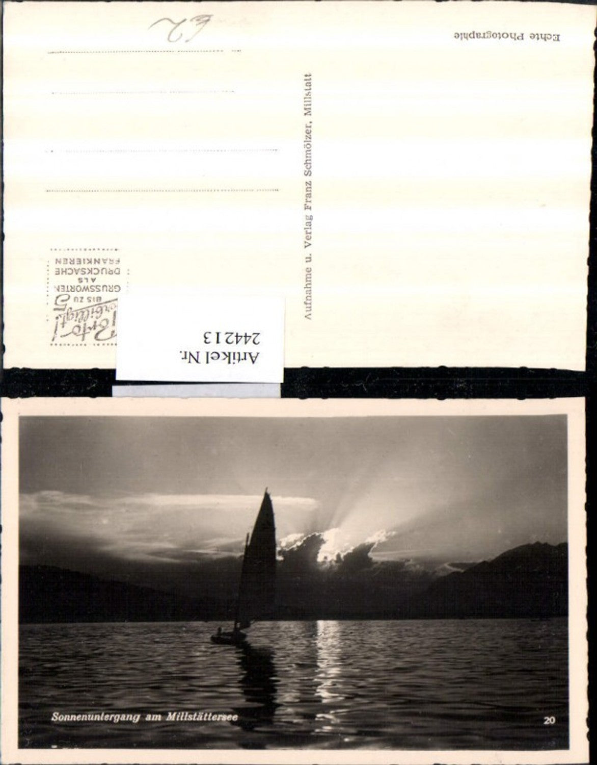 244213,Sonnenuntergang am Millstättersee Segelboot
