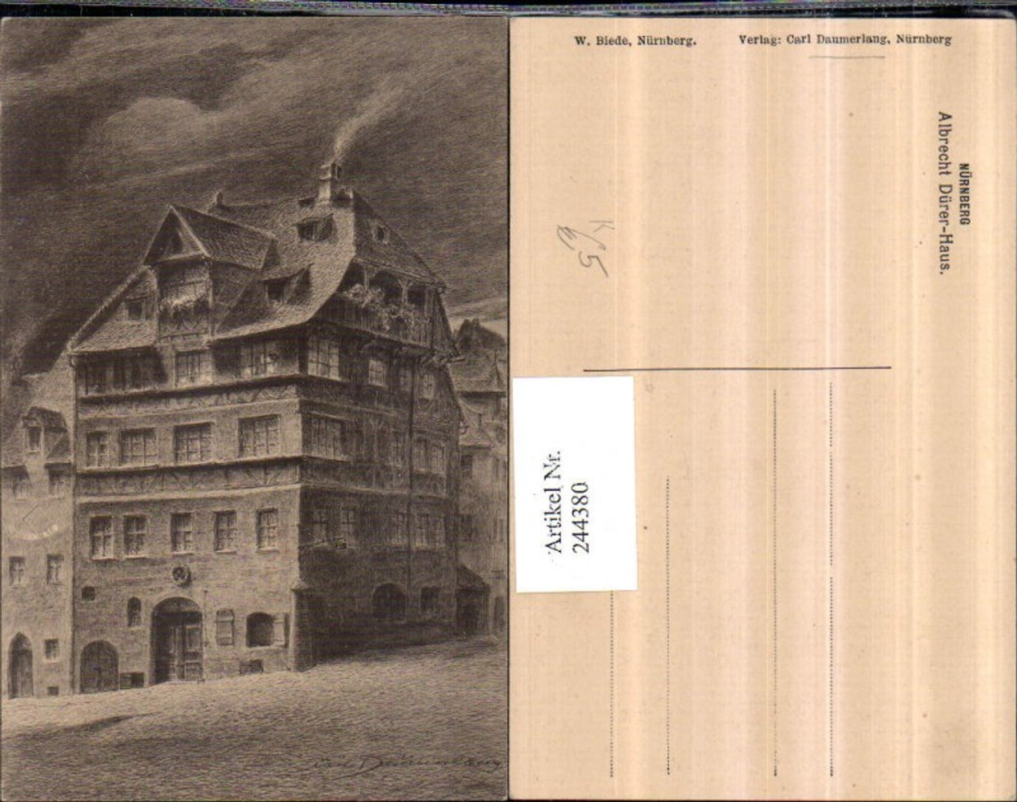 244380,Künstler AK Carl Daumerlang Nürnberg Albrecht Dürer-Haus