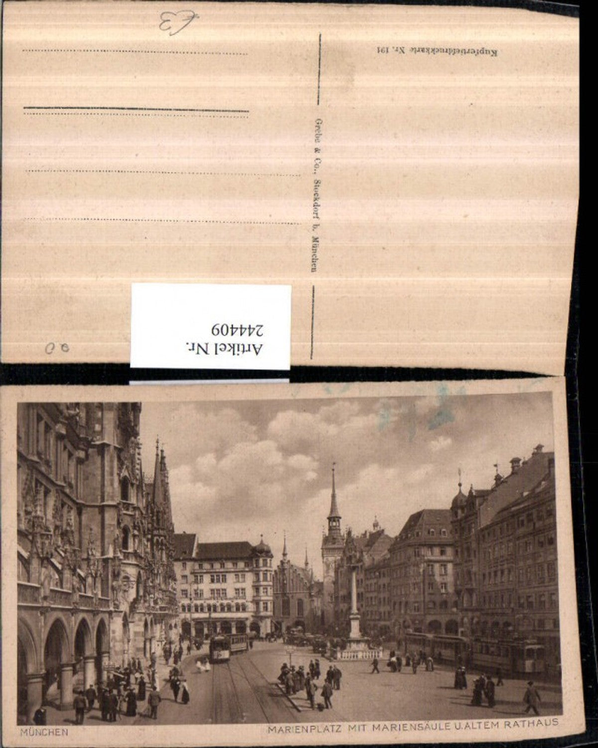 244409,München Marienplatz m. Mariensäule u. Altem Rathaus Straßenbahn