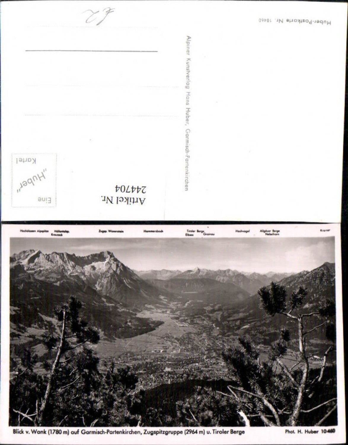 244704,Blick v. Wank auf Garmisch-Partenkirchen Totale Zugspitzgruppe u. Tiroler Berge pub Photo H. Huber 10460