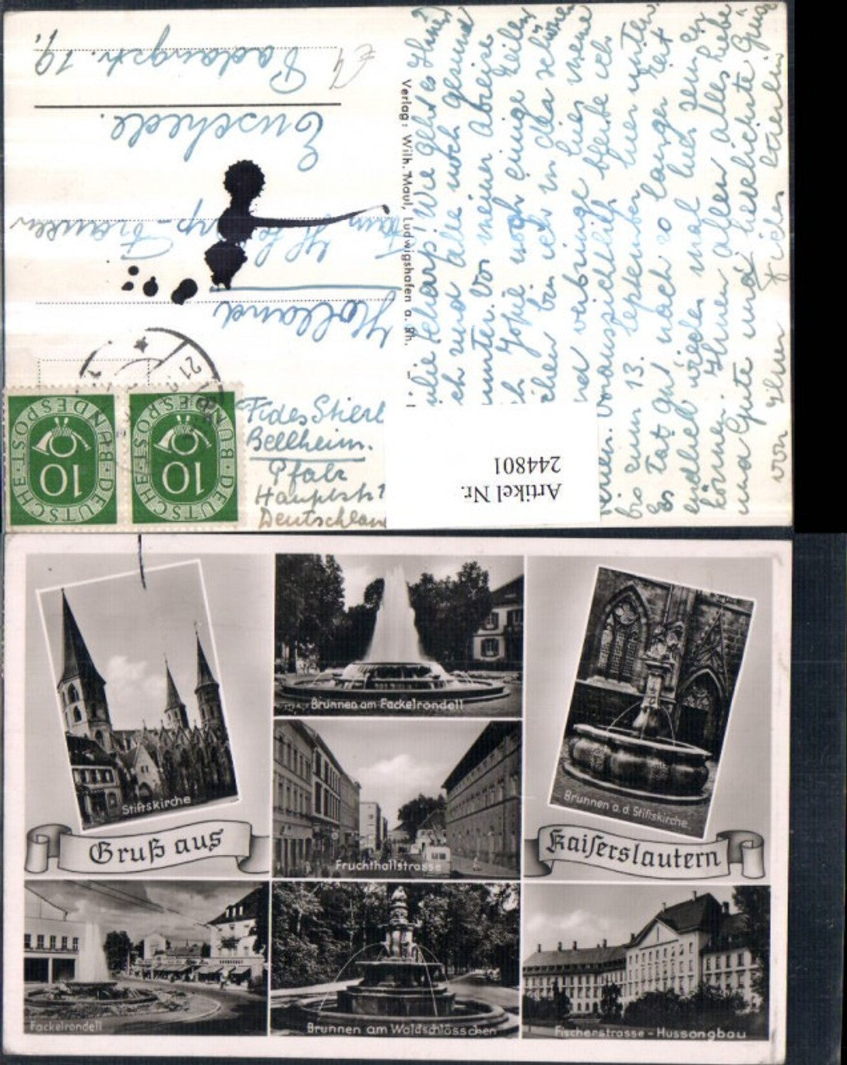 244801,Gruß aus Kaiserslautern Stiftskirche Brunnen Fruchthallstraße Fackelrondell Mehrbildkarte