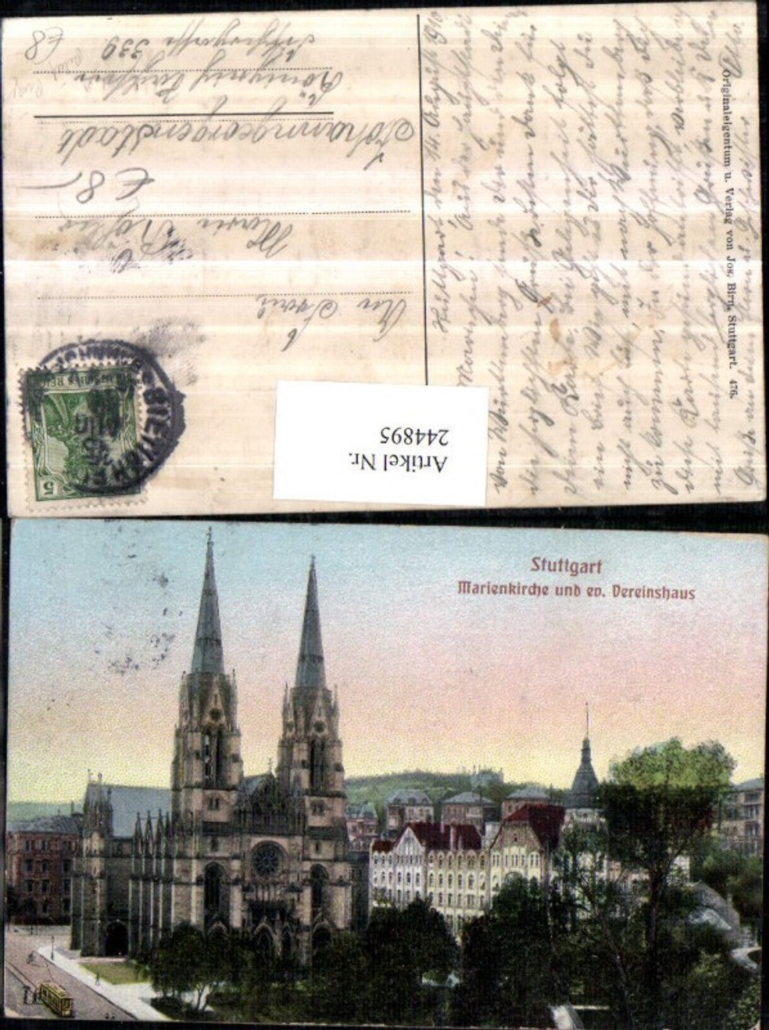 244895,Präge Relief AK Stuttgart Marienkirche und evangelisches Vereinshaus