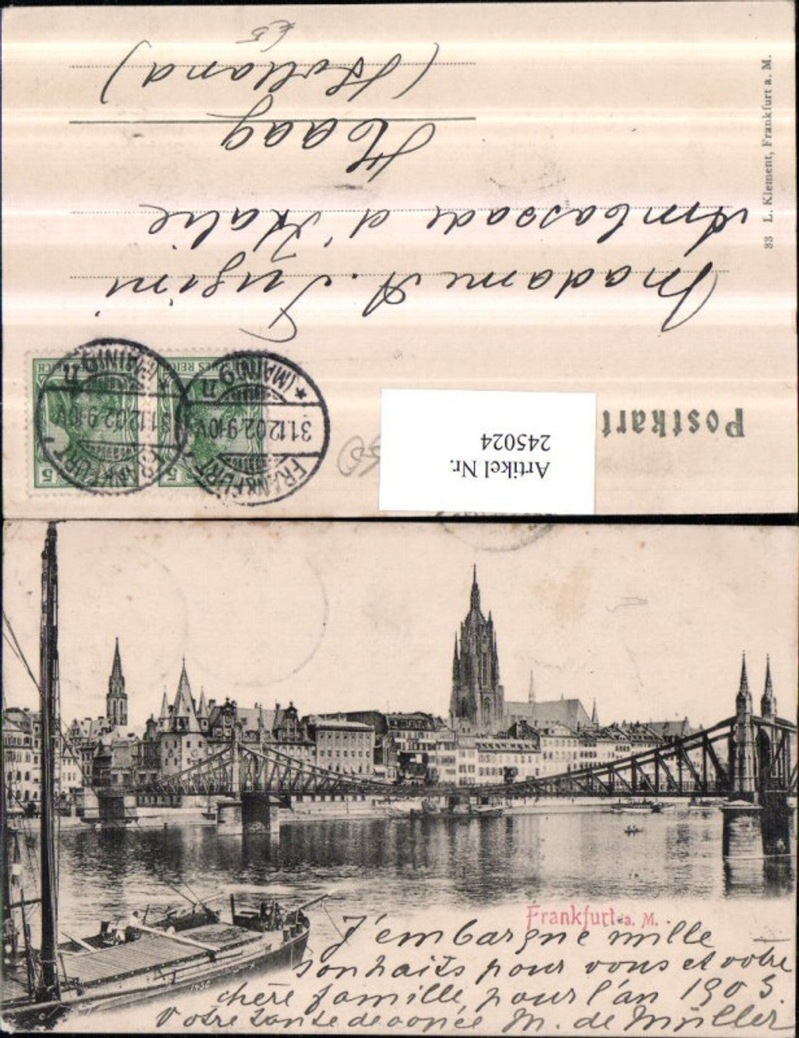 245024,Frankfurt am Main Teilansicht Brücke Segelschiff