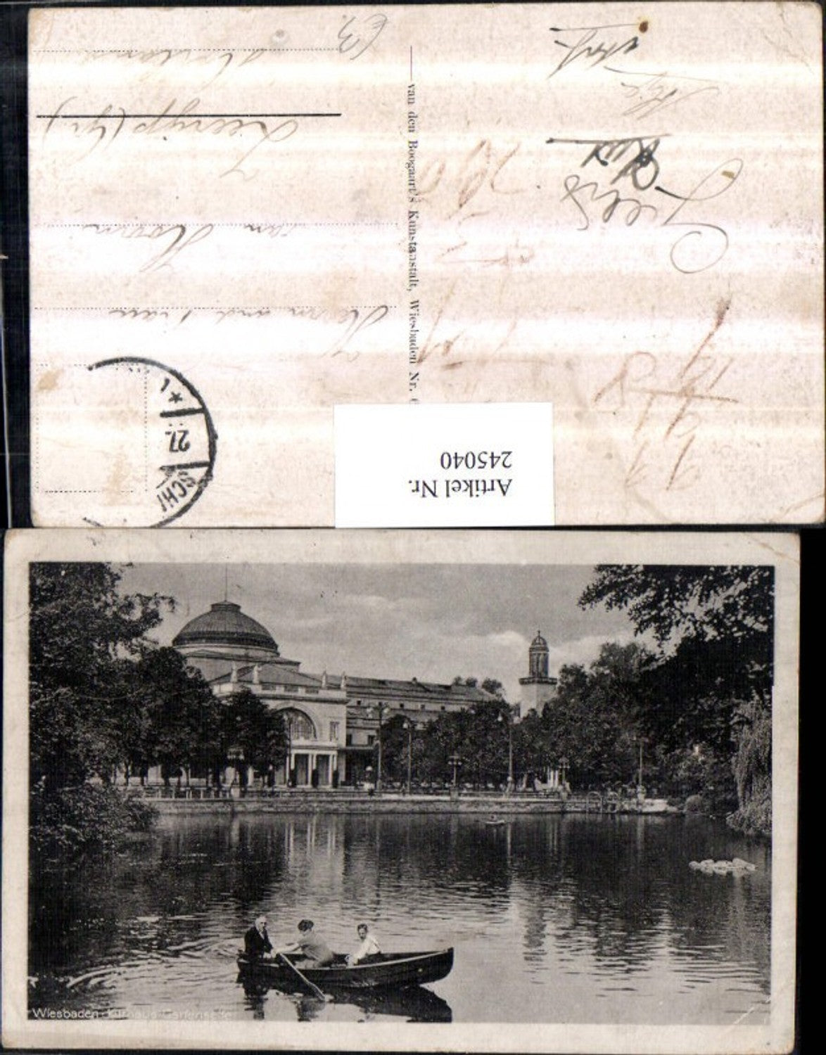 245040,Wiesbaden Kurhaus Gartenseite Ruderboot