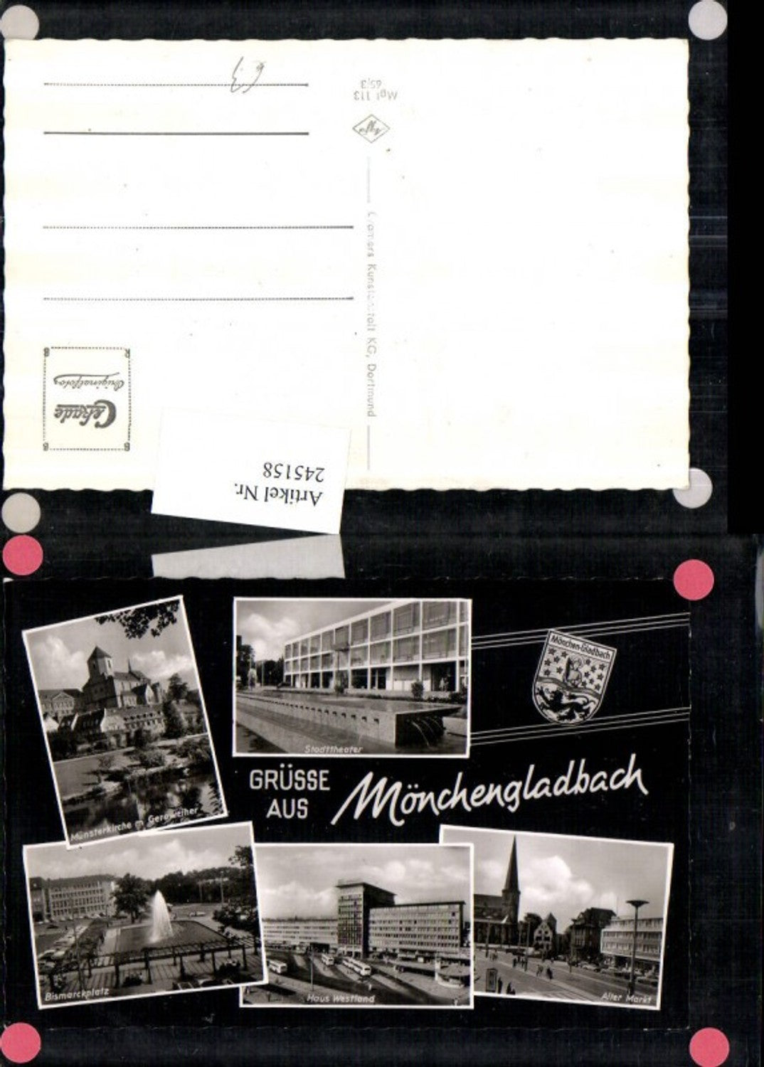 245158,Mönchengladbach Stadttheater Bismarckplatz Münsterkirche Haus Westland Alter Markt Mehrbildkarte