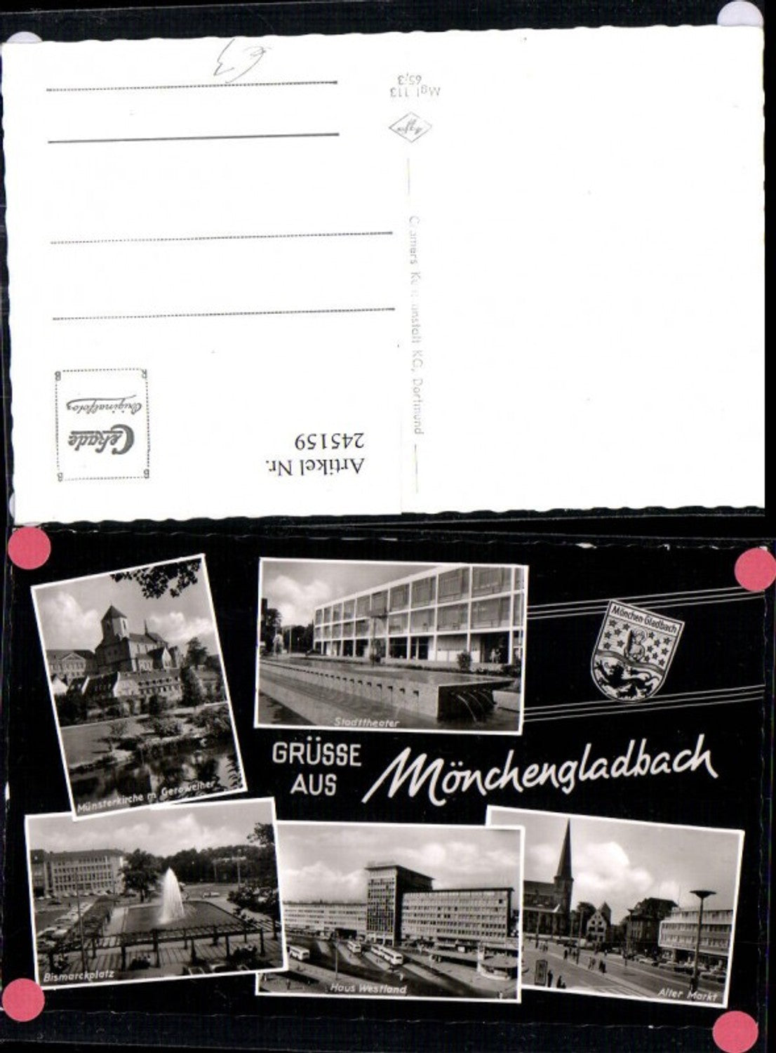 245159,Mönchengladbach Stadttheater Bismarckplatz Münsterkirche Haus Westland Alter Markt Mehrbildkarte