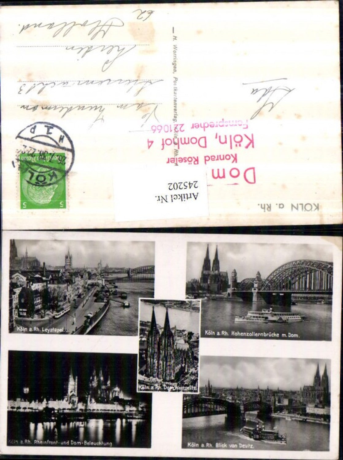245202,Köln am Rhein Dom Hohenzollernbrücke Leystapel Mehrbildkarte