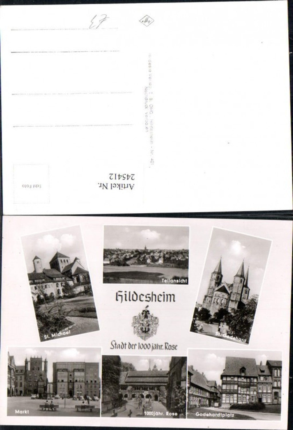 245412,Hildesheim Totale Markt Godehardtplatz St. Michael St. Godehard Kirchen 1000-jährige Rose Mehrbildkarte