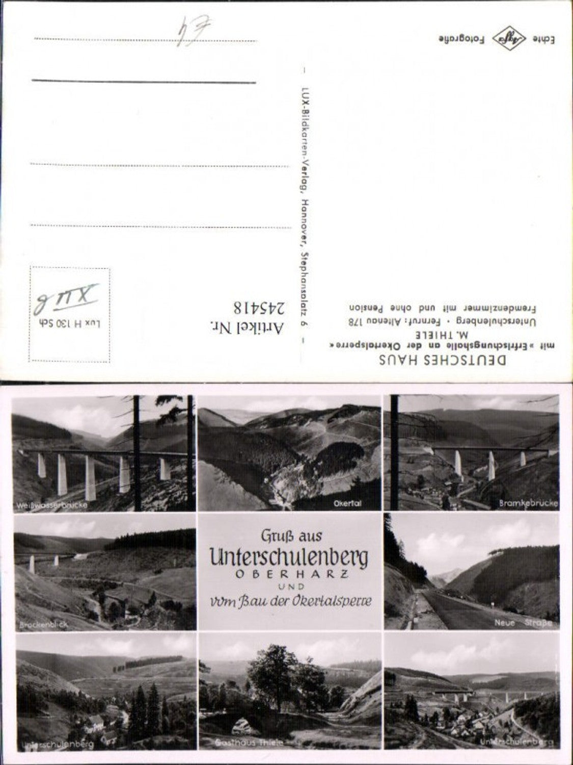 245418,Gruß aus Unterschulenberg im Oberharz Okertal Bramkebrücke Gasthaus Thiele Mehrbildkarte