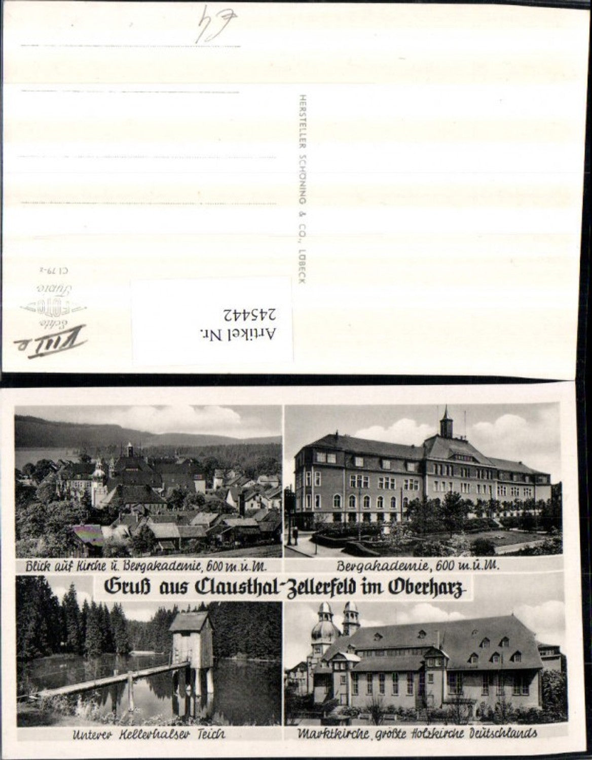 245442,Gruß aus Clausthal-Zellerfeld im Oberharz Totale Bergakademie Marktkirche Mehrbildkarte