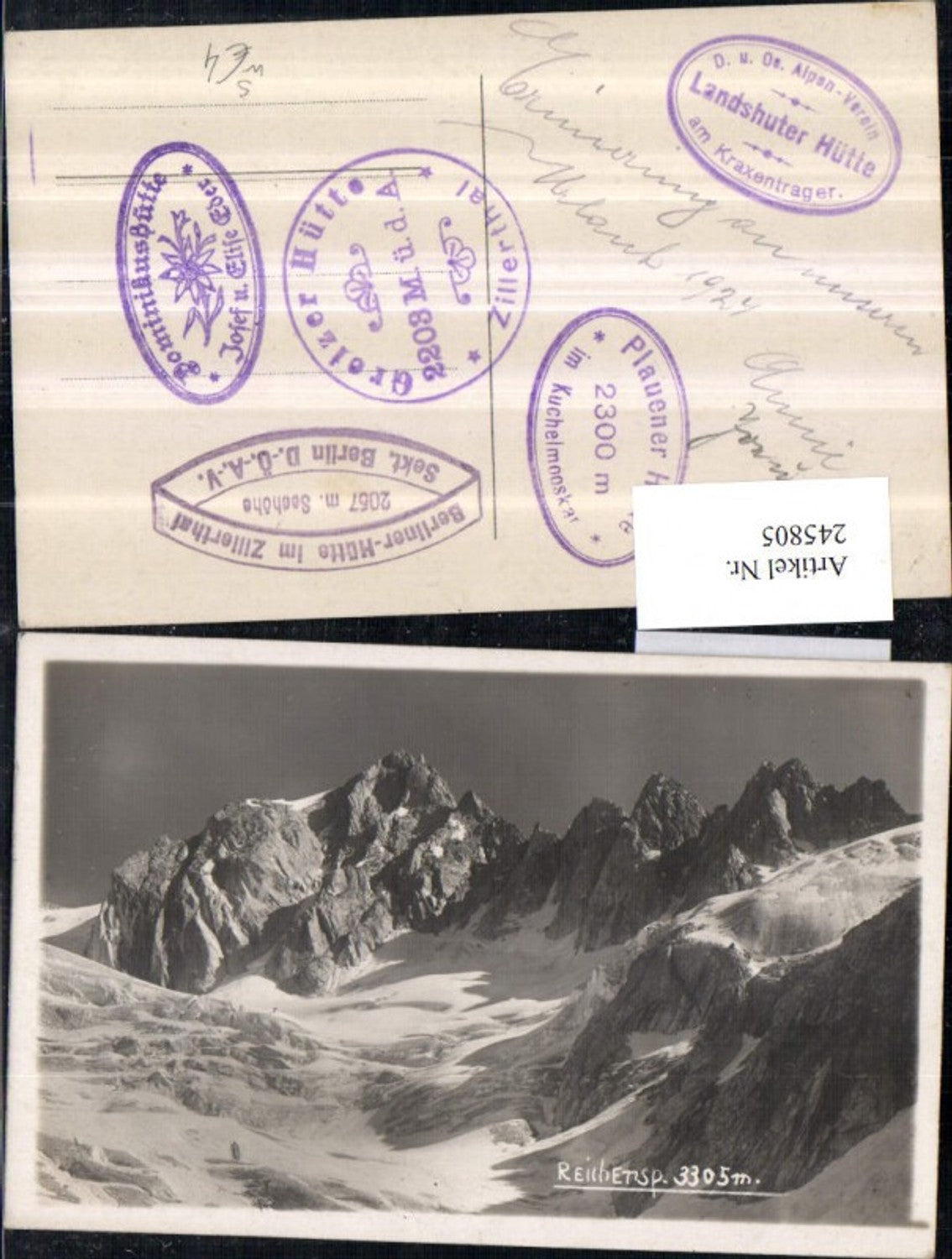 245805,Reichenspitze Bergkulisse b. Krimml Mehrere Hüttenstempel