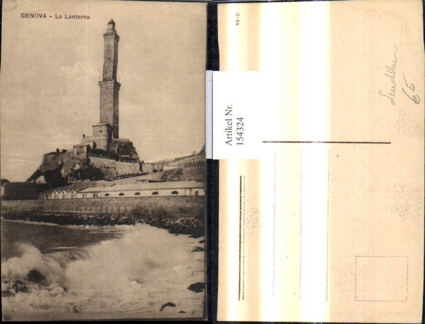 154324,Künstler Ak Genova Genua Leuchtturm La Lanterna