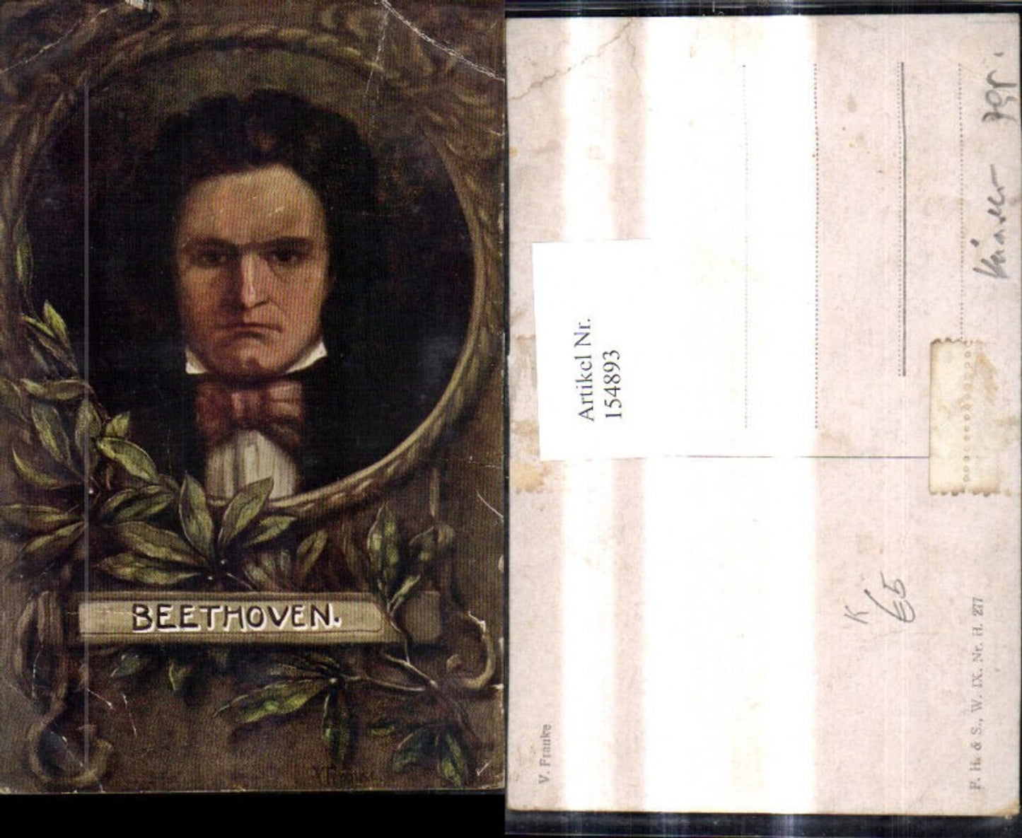 154893,Künstler Ak V. Franke Ludwig van Beethoven Komponist Passepartout