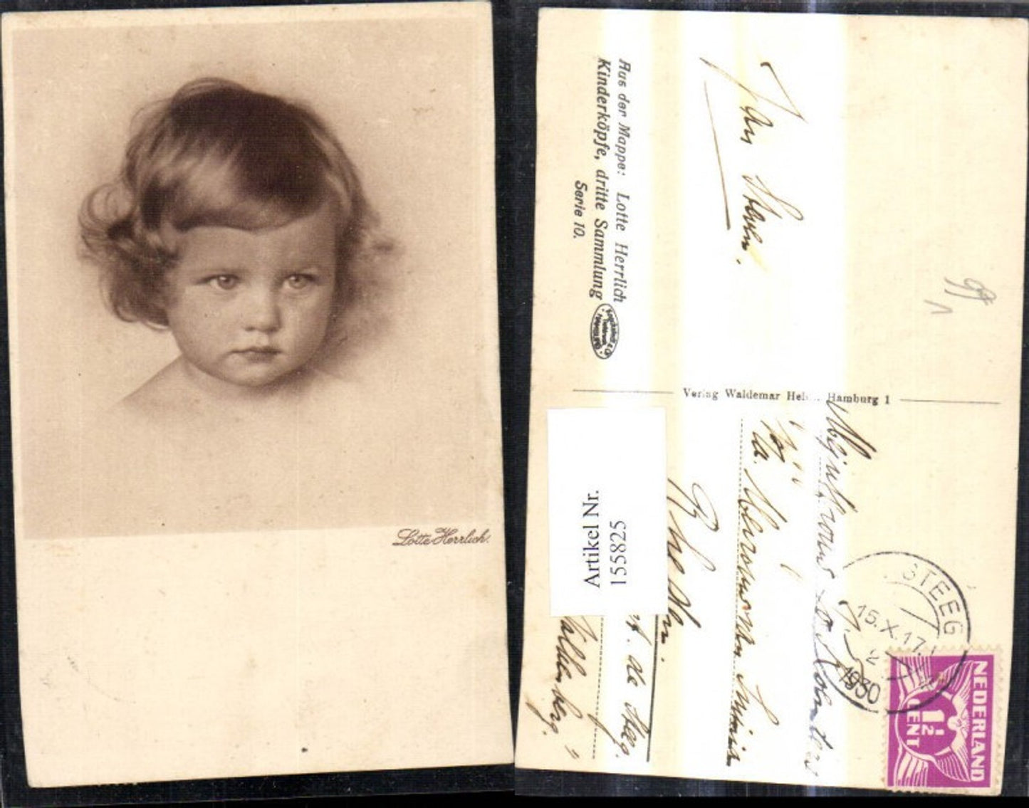 155825,Künstler Ak Lotte Herrlich Serie 10/3 Mädchen Kinderköpfe Portrait