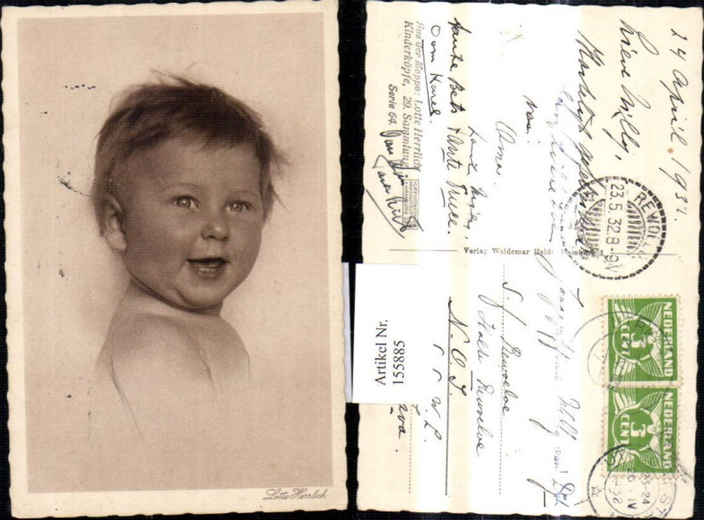 155885,Künstler Ak Lotte Herrlich Serie 64/29 Kinderköpfe Portrait
