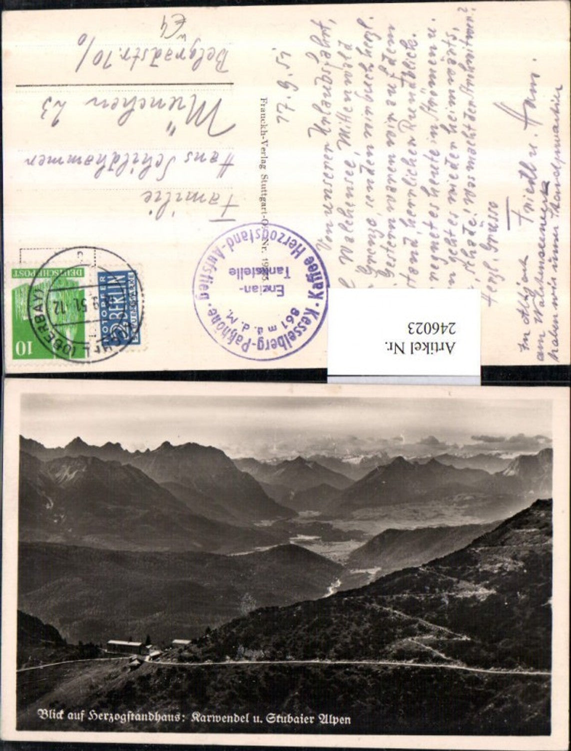 246023,Blick auf Herzogstandhaus Karwendel u. Stubaier Alpen b. Kochel am See