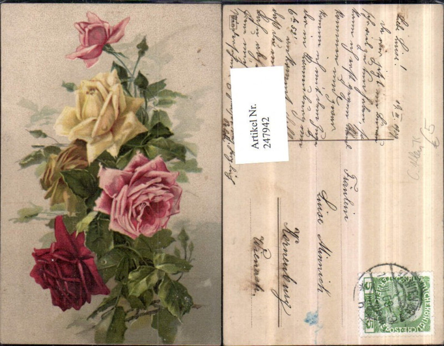 247942,Künstler AK Klein Catharina Rosen Blumen