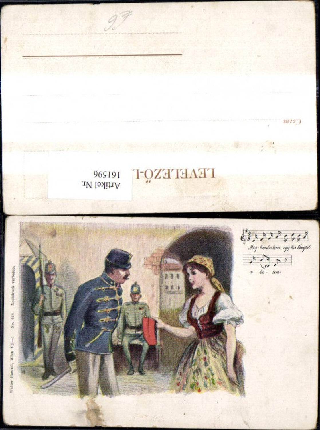 161596,Künstler Ak Frau Tracht Männer Soldaten Uniform Lied Notenzeile Text