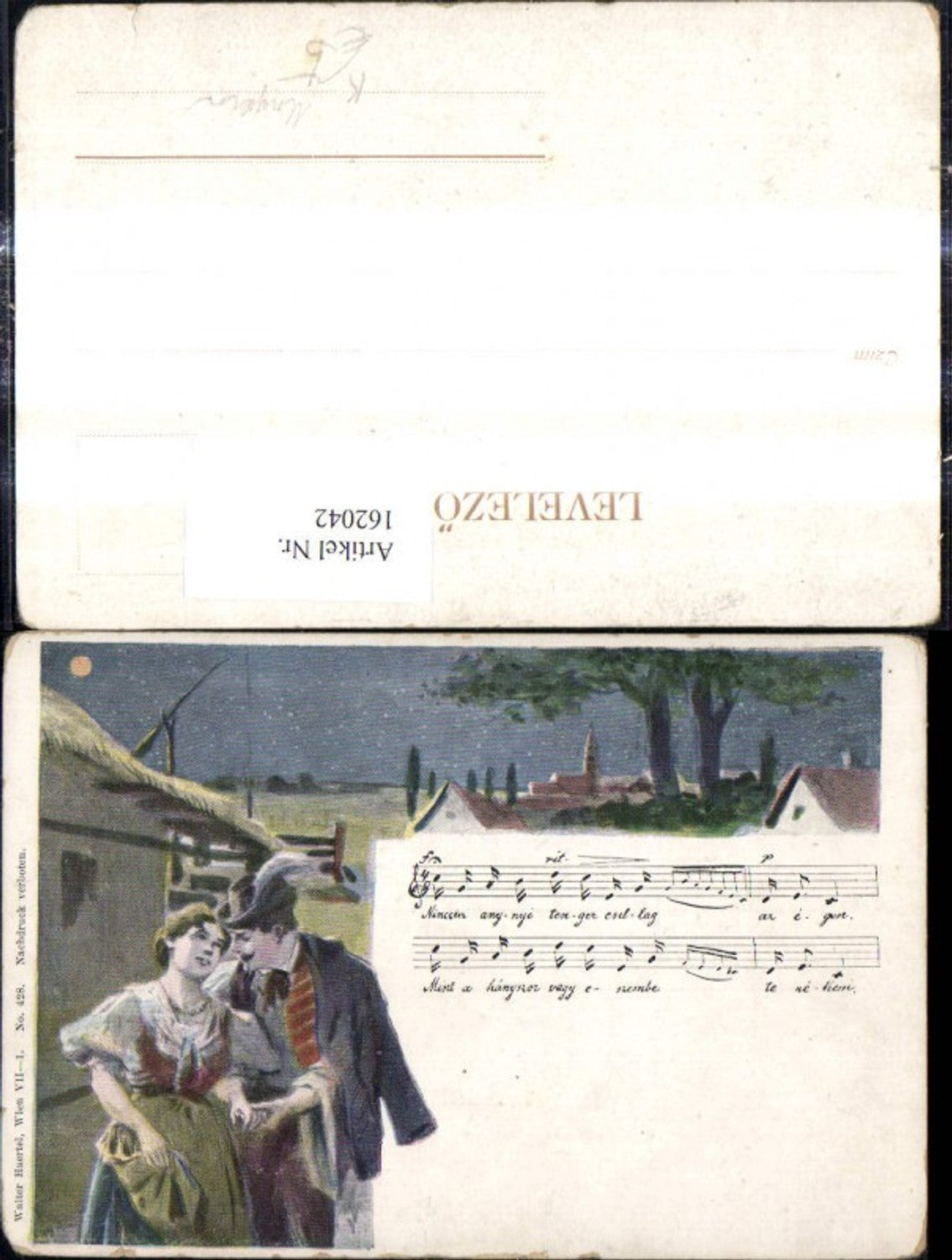 162042,Künstler Ak Paar Liebe Tracht Ungarn Liedkarte Notenzeile Text