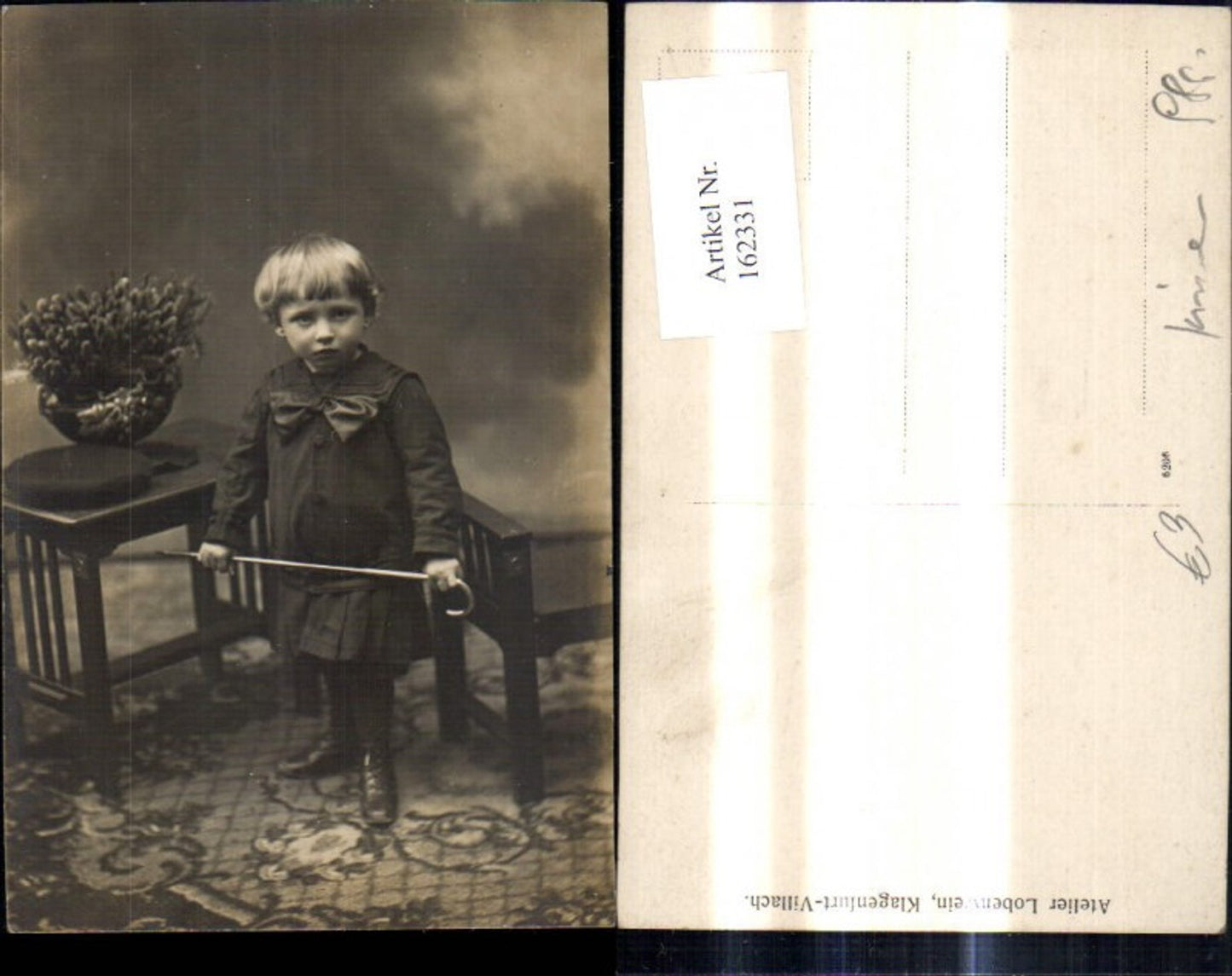 162331,Foto Ak Kind m. Gehstock