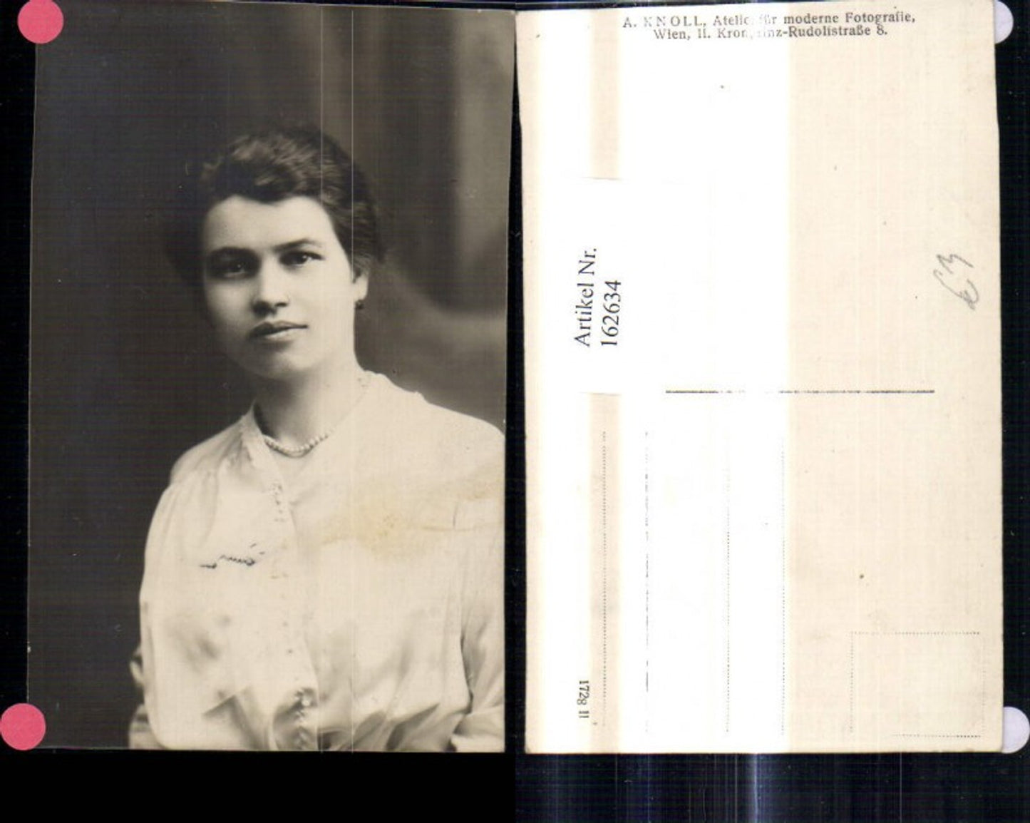 162634,Foto Ak Frau Portrait Perlenkette Halskette